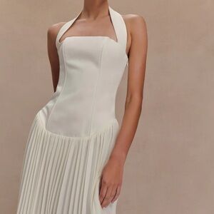 MESHKI Stacie Pleated Halter Dress NWT